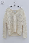 SWAYING 24 Autumn and Winter Wool Hollow V-neck Pullover SW-SW24AW1T56-BAI White